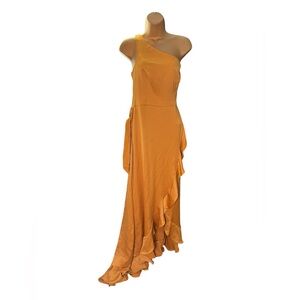 Celebrate DB Studio One Shoulder Ruffle Gown Formal Dress Marigold 8